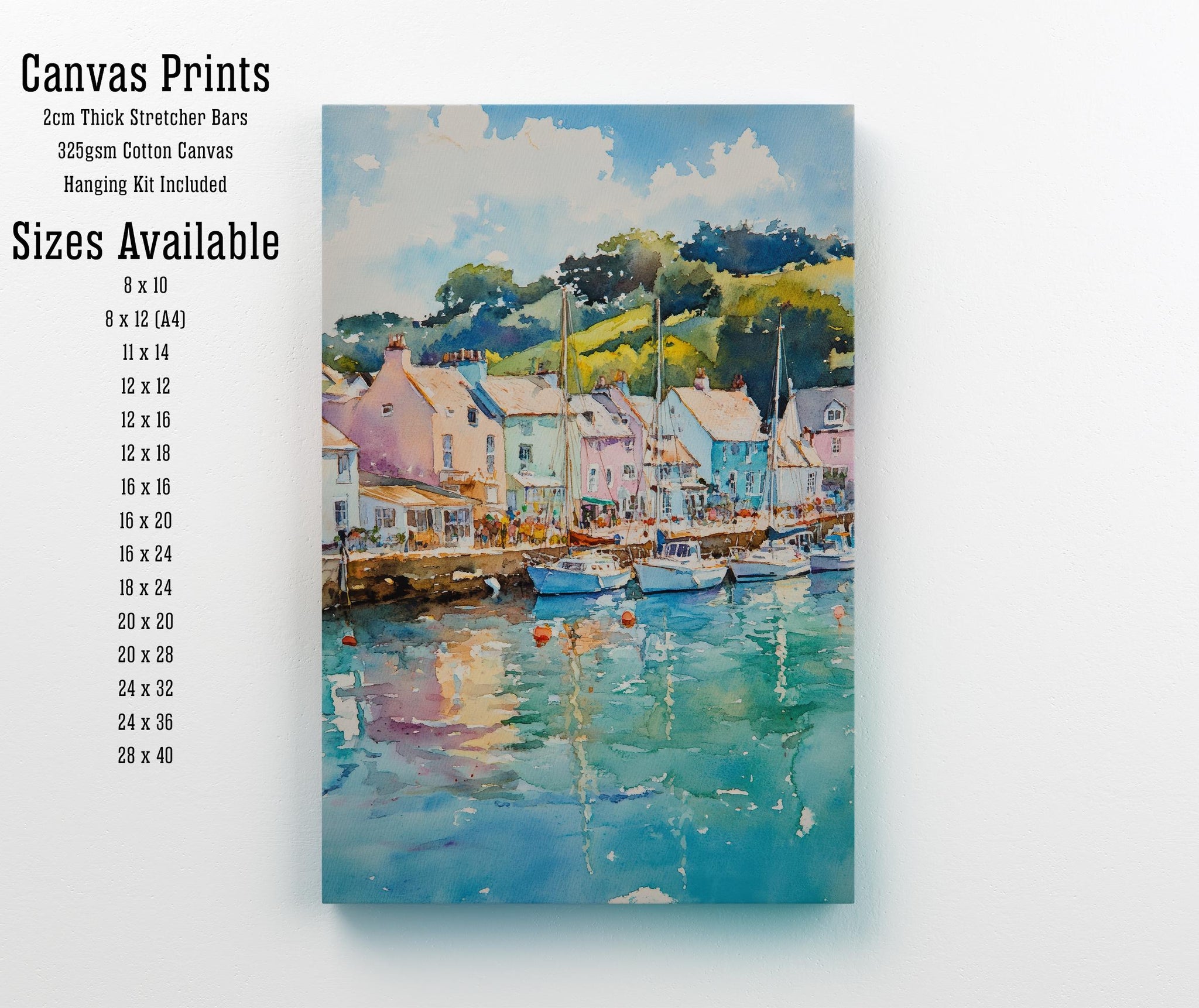 Salcombe Watercolor Painting Cornwall Coastal Art Salcombe Print Scenic Seaside Decor