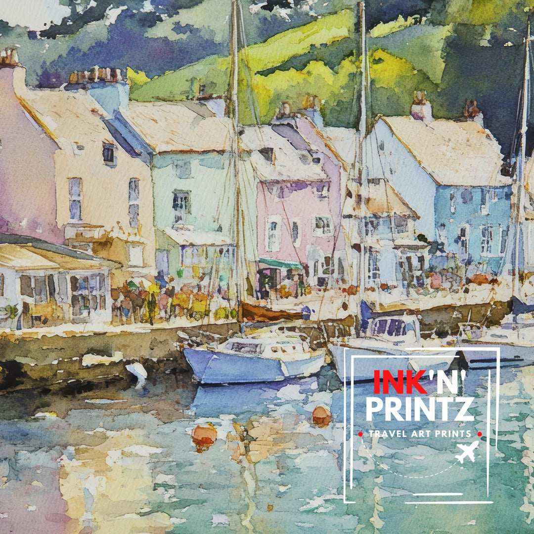 Salcombe Watercolor Painting Cornwall Coastal Art Salcombe Print Scenic Seaside Decor