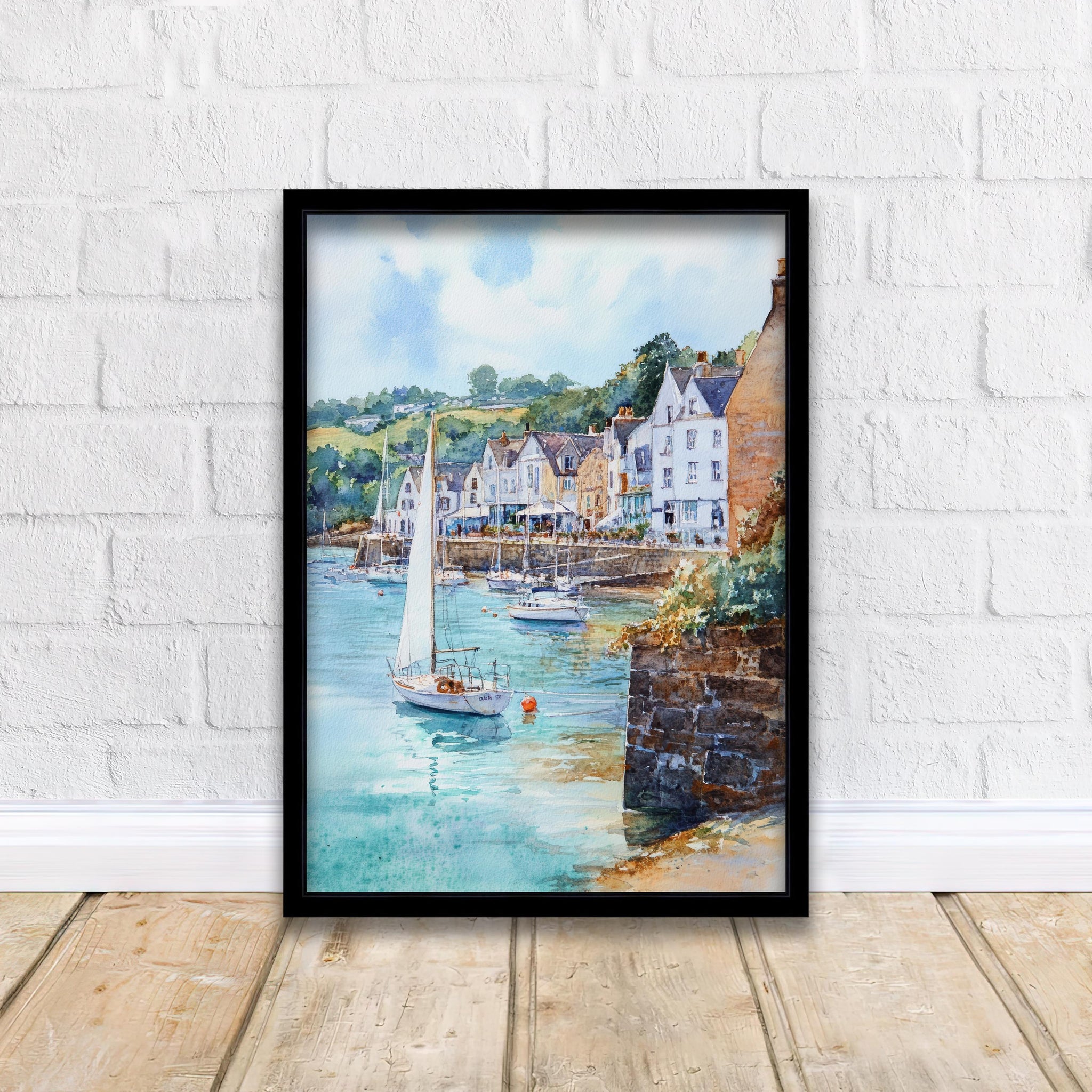 St Mawes Watercolor Painting Cornwall Coastal Art St Mawes Print Scenic Seaside Village Decor
