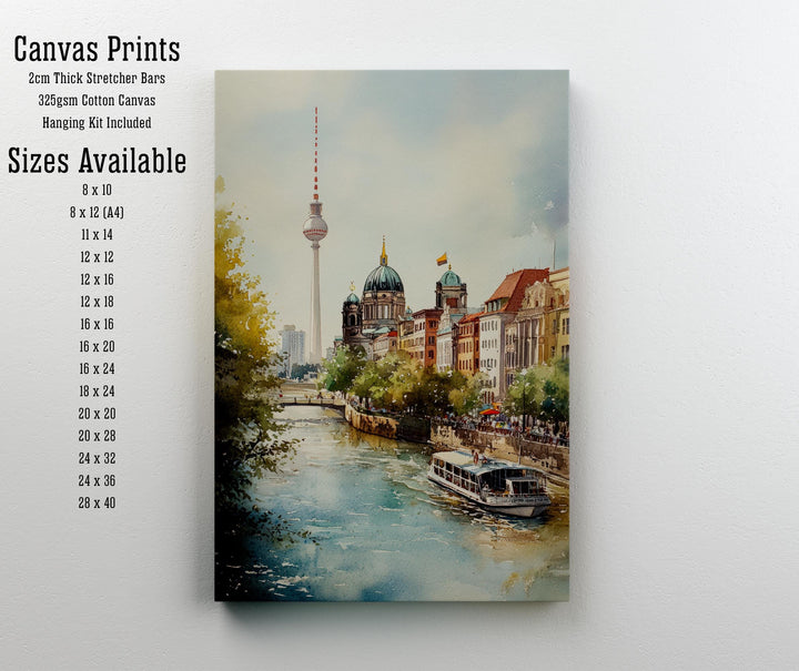 Berlin Germany Watercolor Painting Berlin Skyline Art Berlin Print Scenic Cityscape Decor