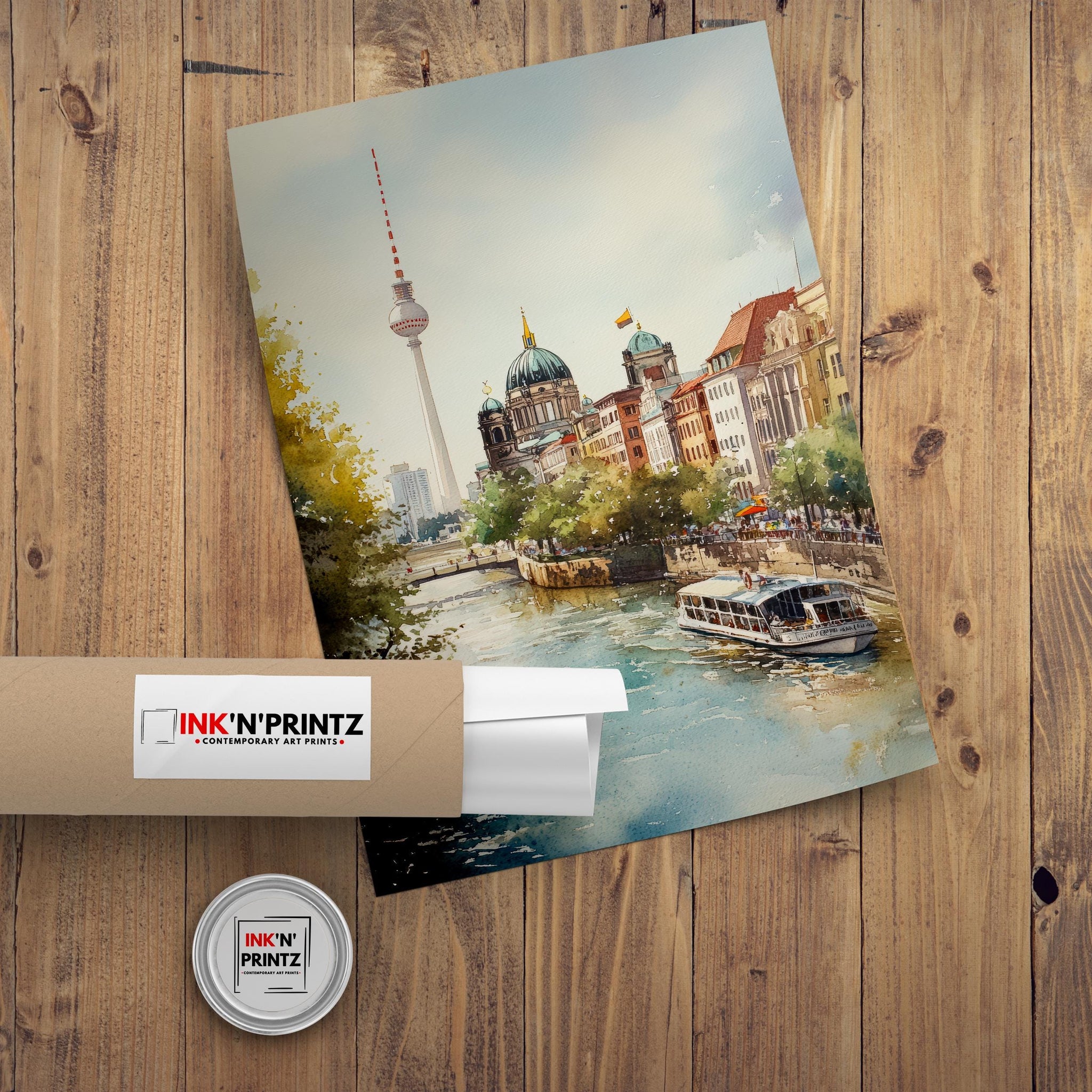 Berlin Germany Watercolor Painting Berlin Skyline Art Berlin Print Scenic Cityscape Decor