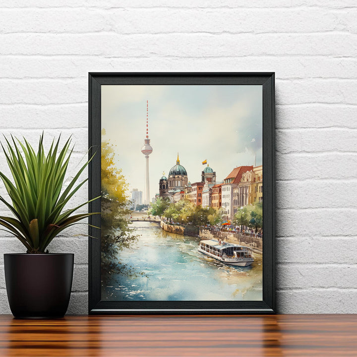Berlin Germany Watercolor Painting Berlin Skyline Art Berlin Print Scenic Cityscape Decor