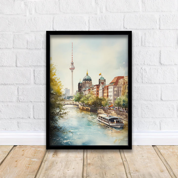 Berlin Germany Watercolor Painting Berlin Skyline Art Berlin Print Scenic Cityscape Decor