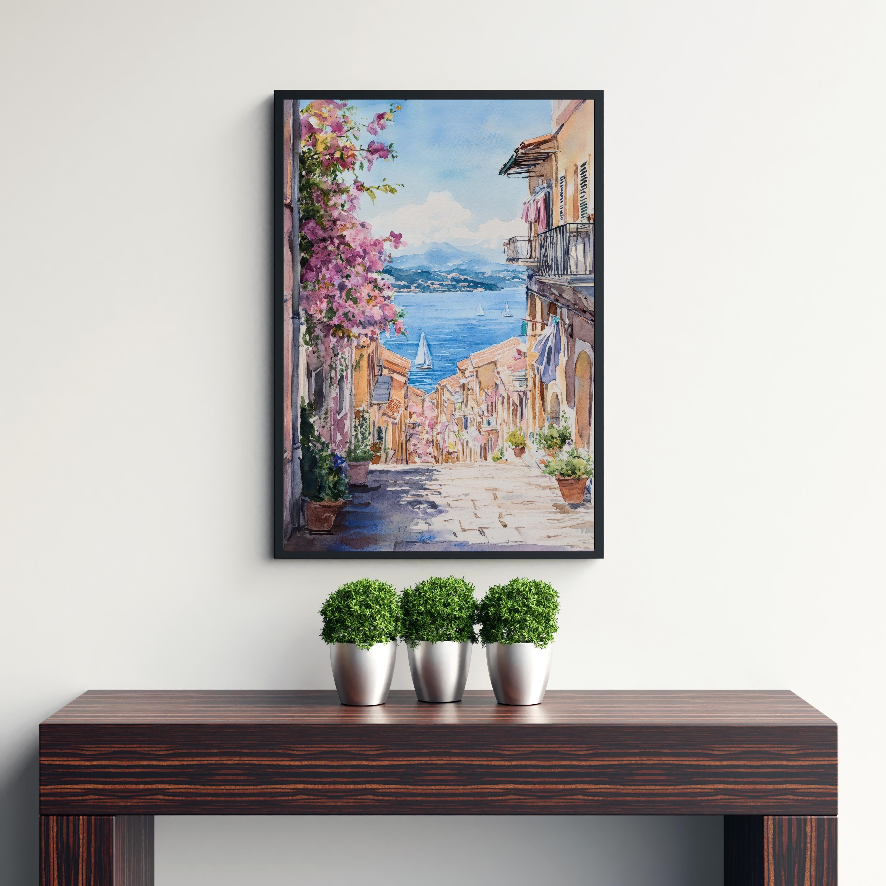 Corfu Greece Watercolor Painting Greek Island Art Corfu Print Scenic Mediterranean Decor