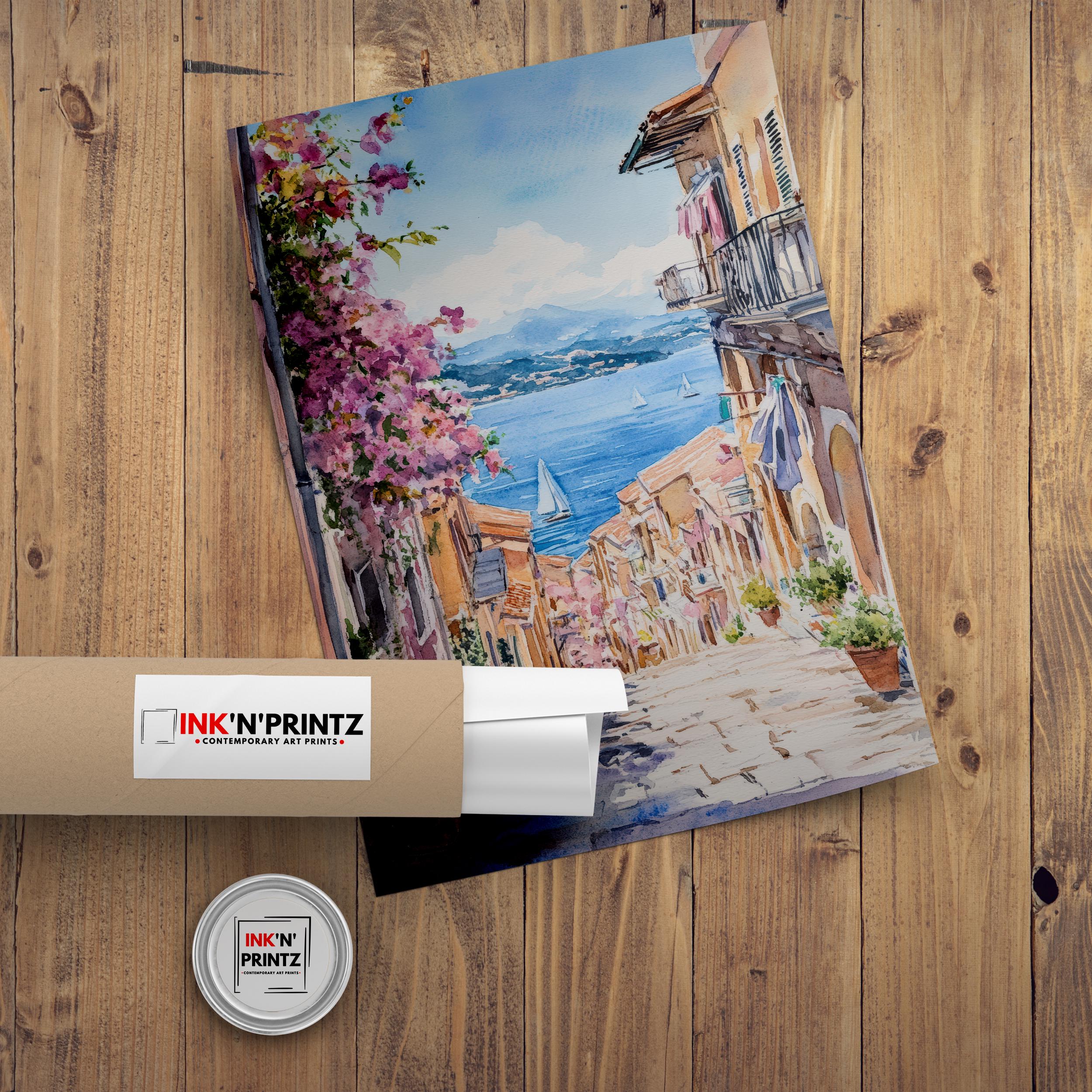 Corfu Greece Watercolor Painting Greek Island Art Corfu Print Scenic Mediterranean Decor