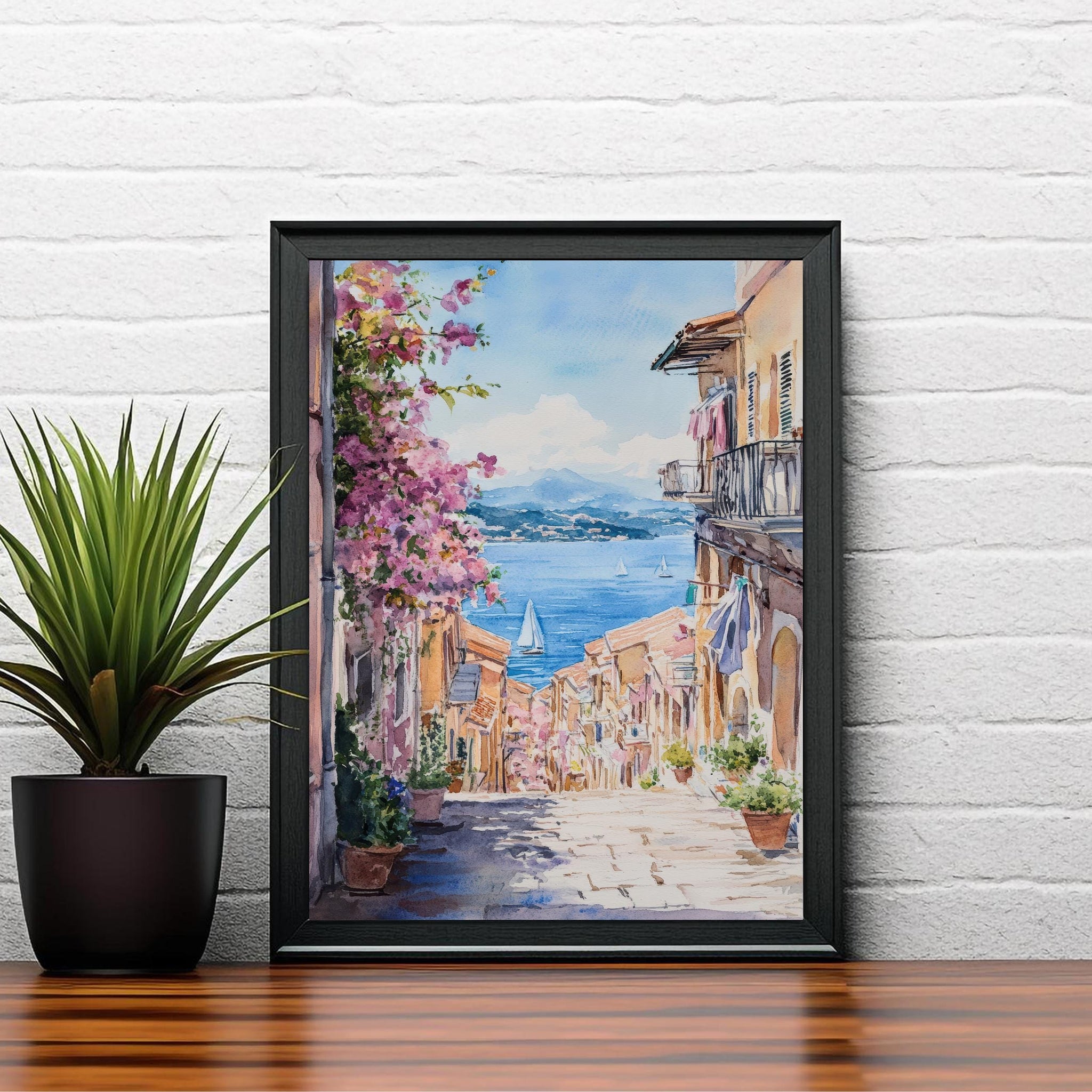 Corfu Greece Watercolor Painting Greek Island Art Corfu Print Scenic Mediterranean Decor
