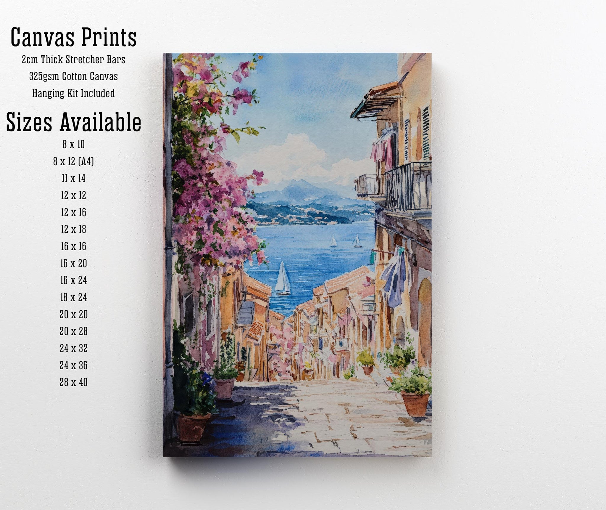 Corfu Greece Watercolor Painting Greek Island Art Corfu Print Scenic Mediterranean Decor
