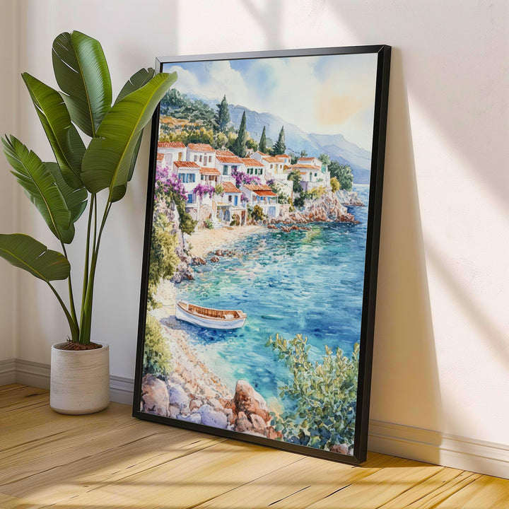 Kefalonia Greece Watercolor Painting Greek Island Art Kefalonia Print Scenic Mediterranean Decor
