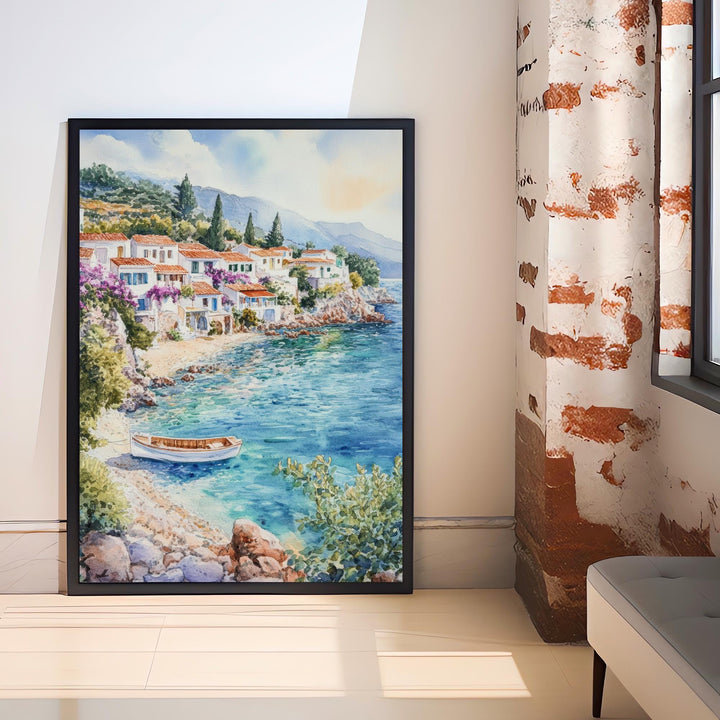 Kefalonia Greece Watercolor Painting Greek Island Art Kefalonia Print Scenic Mediterranean Decor