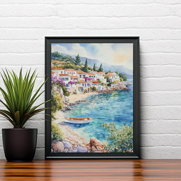 Kefalonia Greece Watercolor Painting Greek Island Art Kefalonia Print Scenic Mediterranean Decor