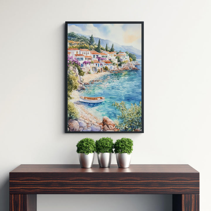 Kefalonia Greece Watercolor Painting Greek Island Art Kefalonia Print Scenic Mediterranean Decor