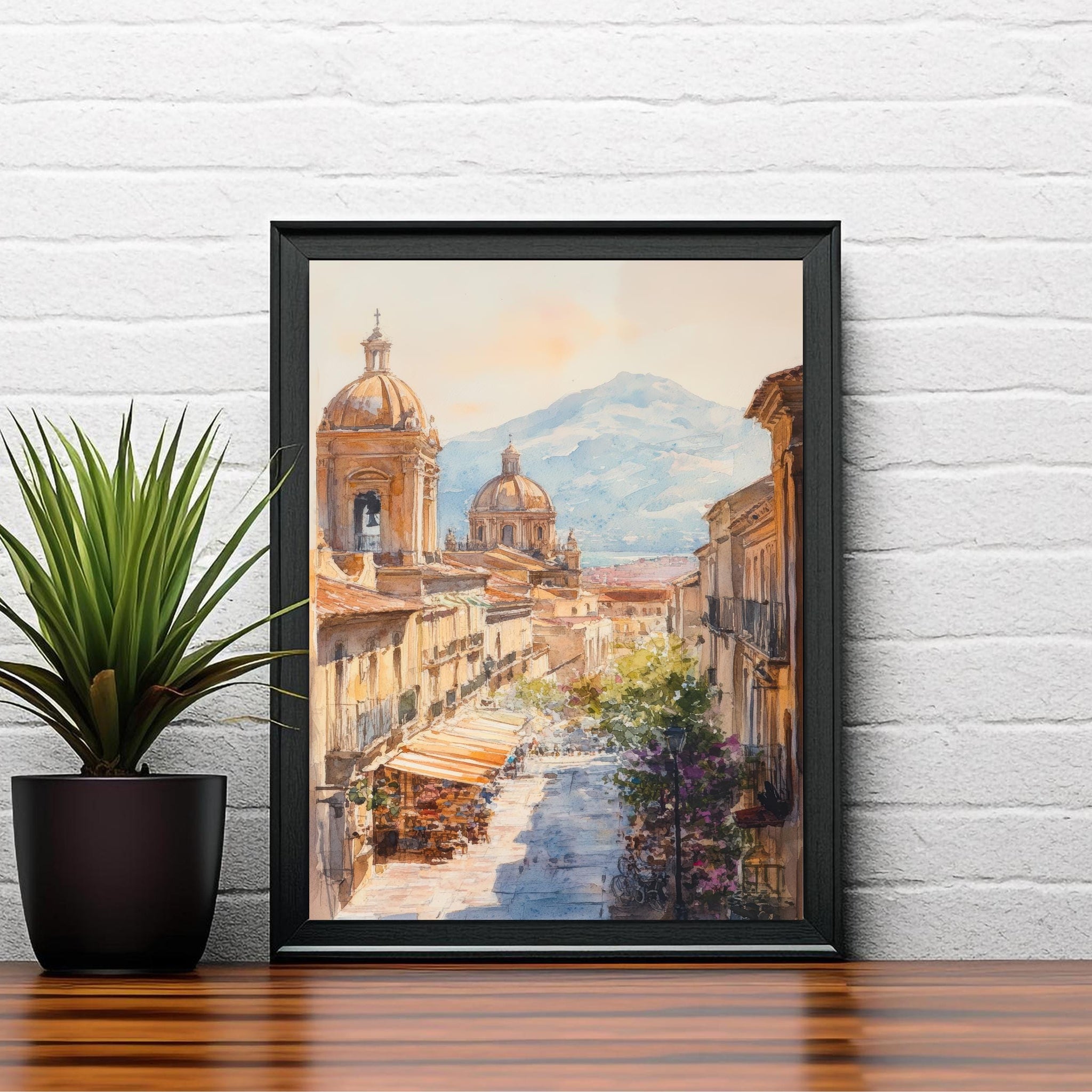 Palermo Sicily Watercolor Painting Italian City Art Palermo Print Scenic Sicily Decor