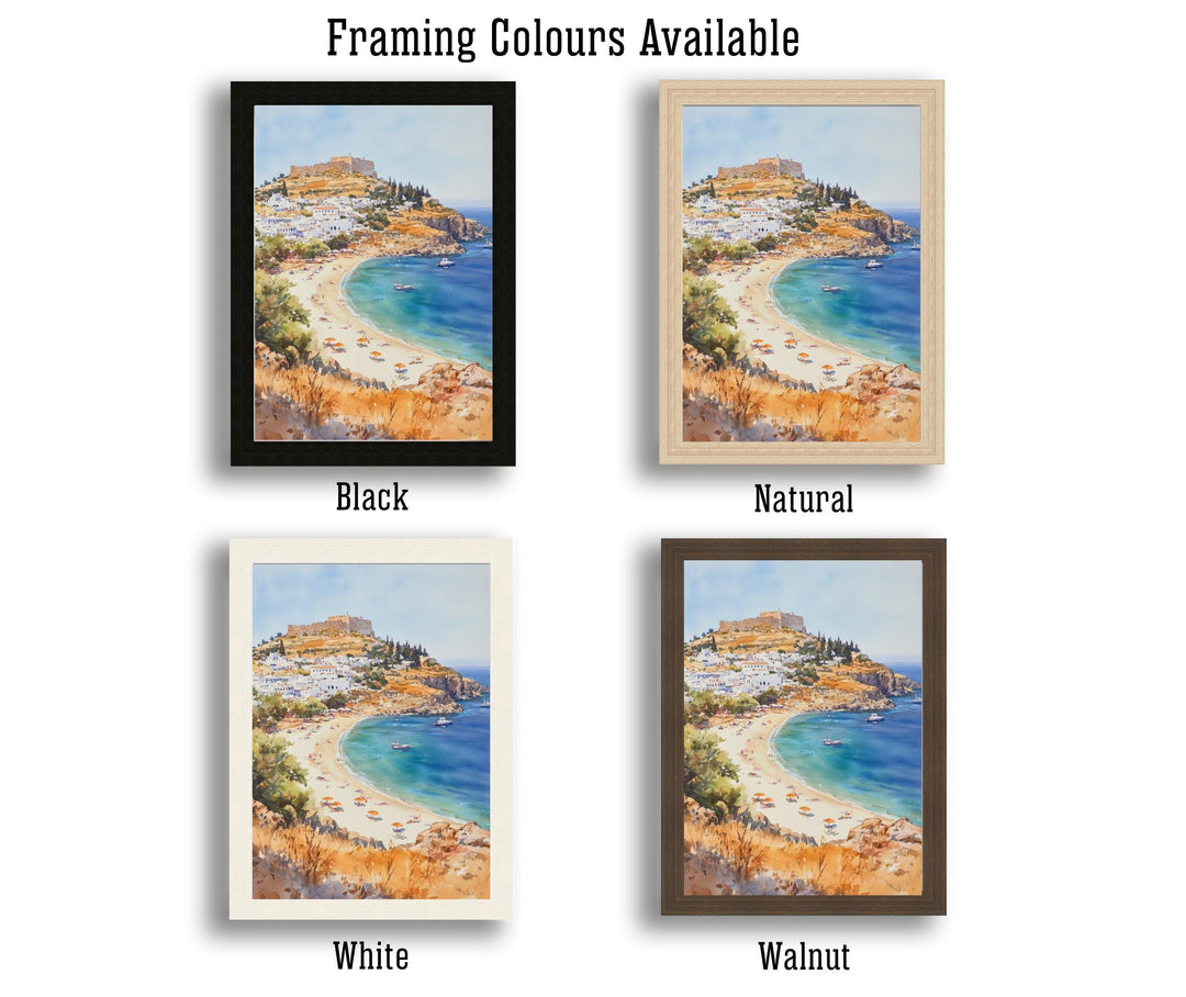 Rhodes Greece Watercolor Painting Greek Island Art Rhodes Print Scenic Mediterranean Decor