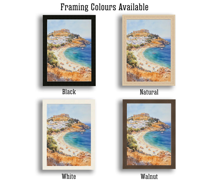 Rhodes Greece Watercolor Painting Greek Island Art Rhodes Print Scenic Mediterranean Decor