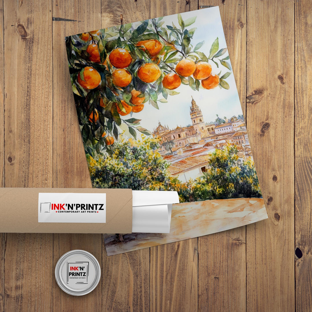 Seville Spain Watercolor Painting Spanish City Art Seville Print Scenic Spanish Landscape Decor