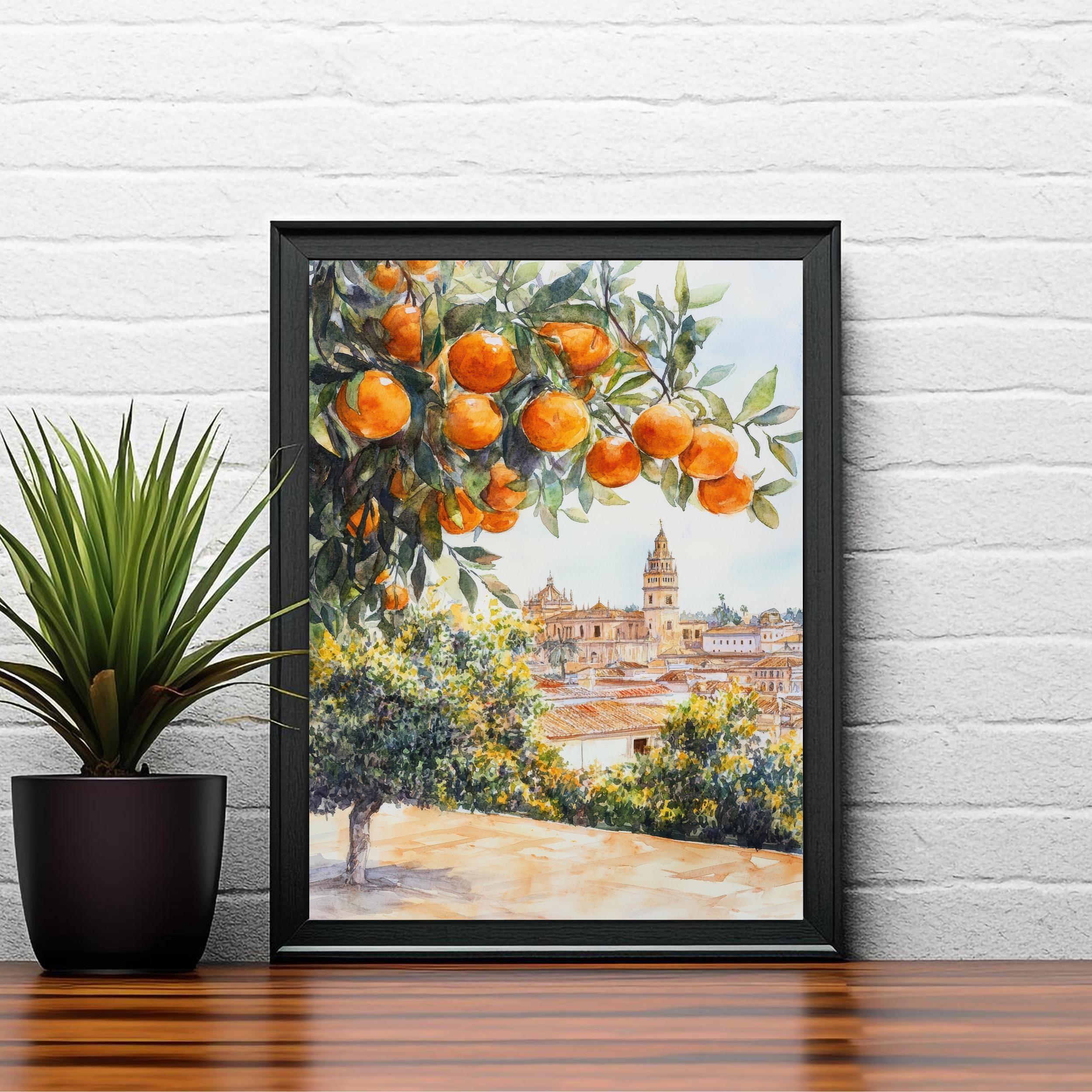 Seville Spain Watercolor Painting Spanish City Art Seville Print Scenic Spanish Landscape Decor