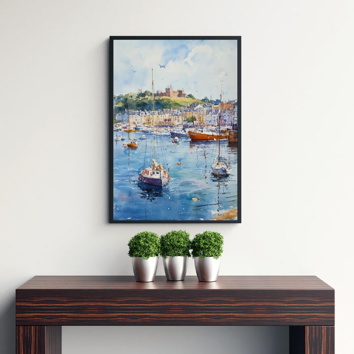 Falmouth Watercolor Painting Cornwall Coastal Art Falmouth Print Scenic Seaside Village Decor