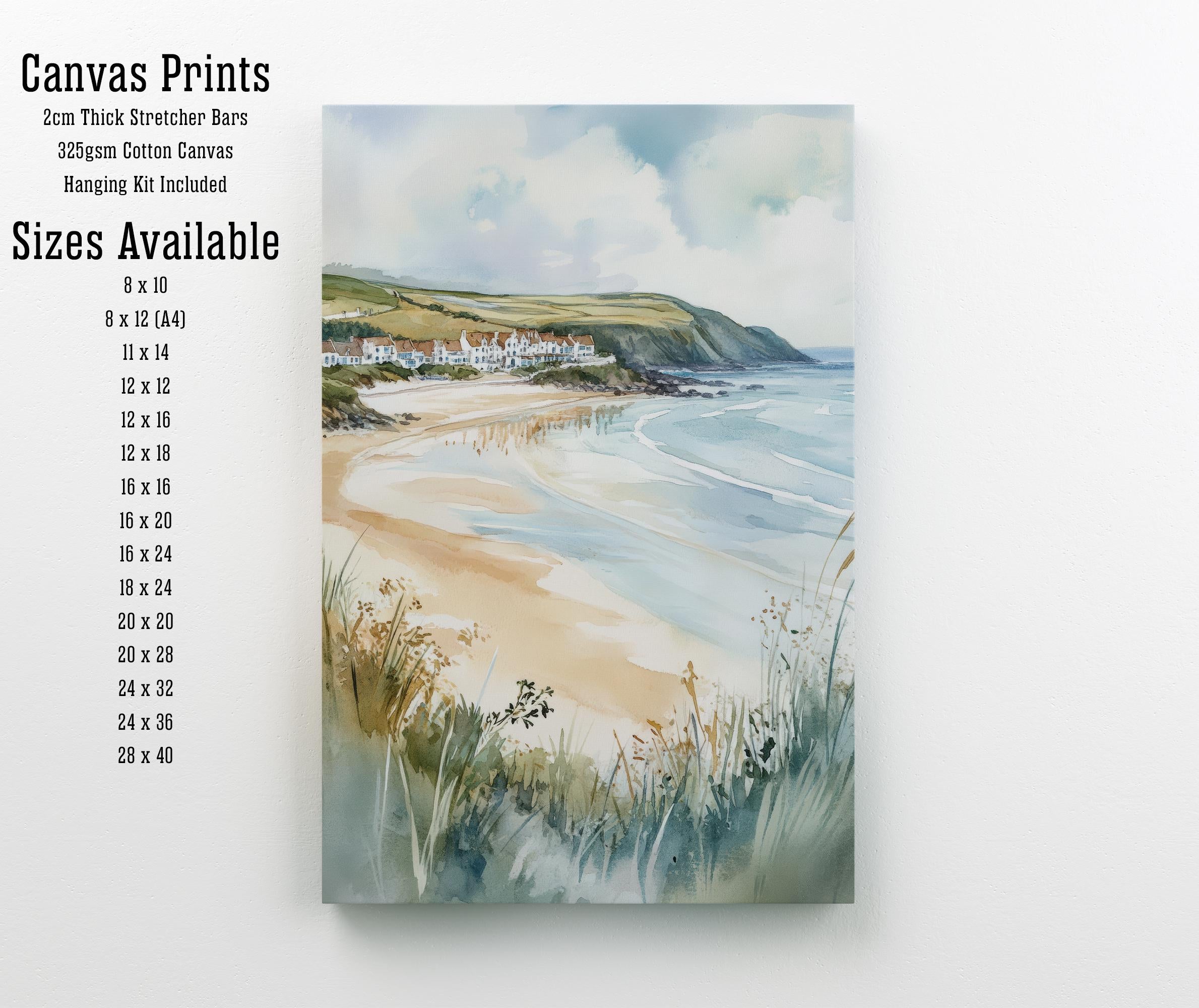 Woolacombe Watercolor Painting North Devon Beach Art Woolacombe Print Scenic Seaside Decor