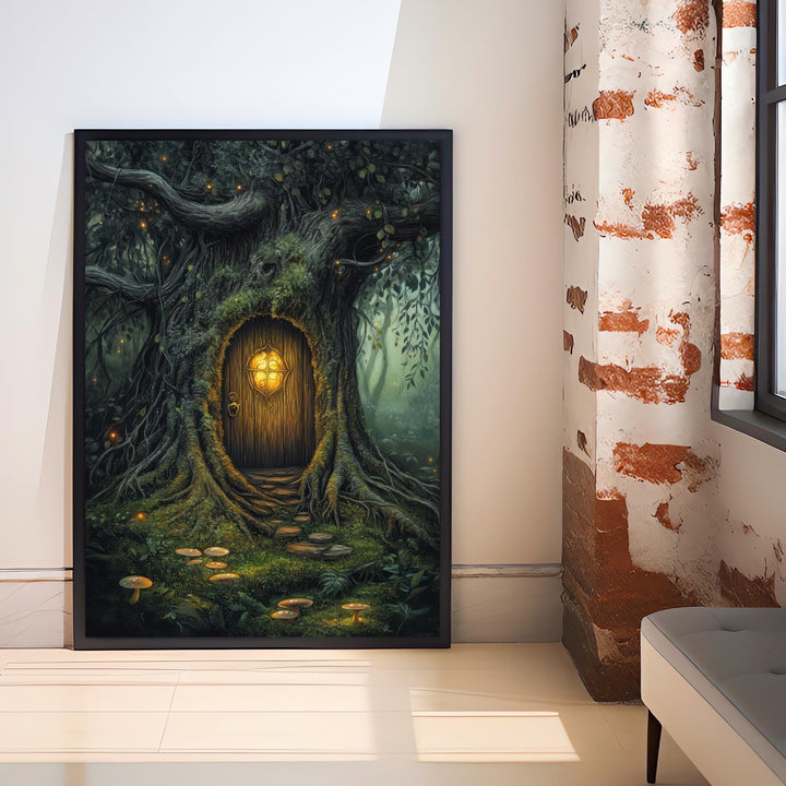 Enchanted Fairy Door Art Print Cottagecore Magic Decor Whimsical Fantasy Wall Art Secret Garden Home Decor