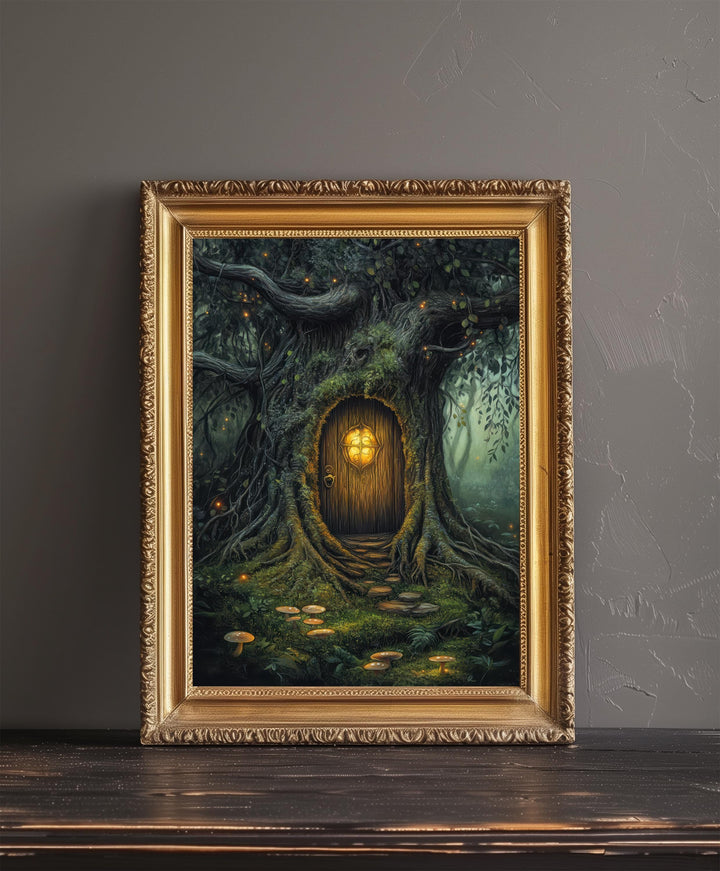 Enchanted Fairy Door Art Print Cottagecore Magic Decor Whimsical Fantasy Wall Art Secret Garden Home Decor