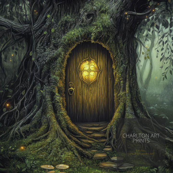 Enchanted Fairy Door Art Print Cottagecore Magic Decor Whimsical Fantasy Wall Art Secret Garden Home Decor