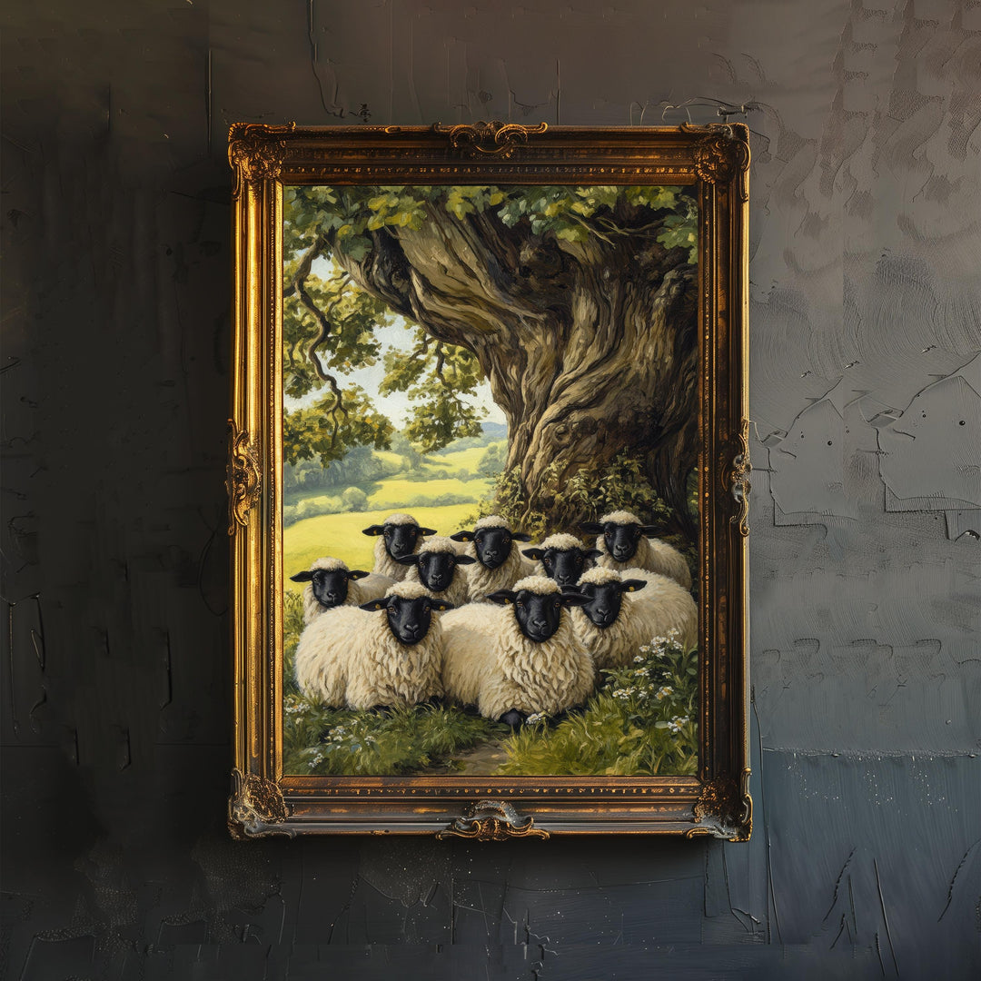 Suffolk Sheep Poster Cottagecore Decor Dark Academia Art Enchanted Farm Animal Illustration Vintage Nature Wall Art Rustic Aesthetic