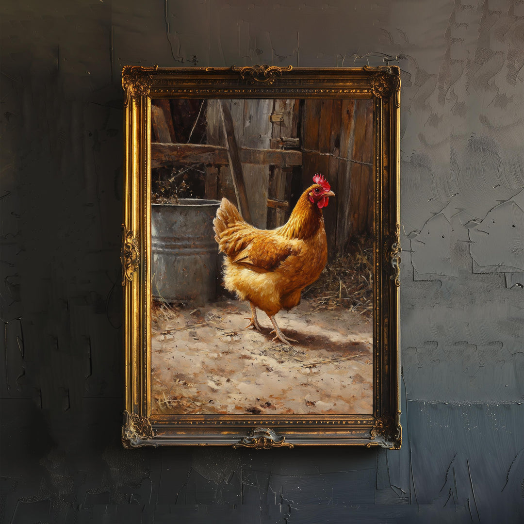 Farm Yard Hen Poster Cottagecore Decor Dark Academia Art Enchanted Farm Animal Illustration Vintage Nature Wall Art Rustic Aesthetic