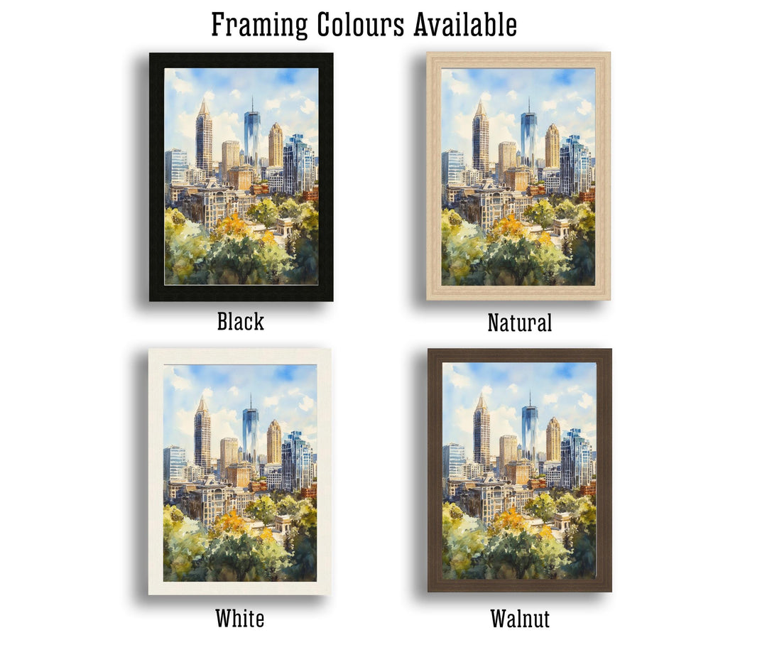 Atlanta USA Watercolor Painting City Art Atlanta Print Scenic Southern City Decor