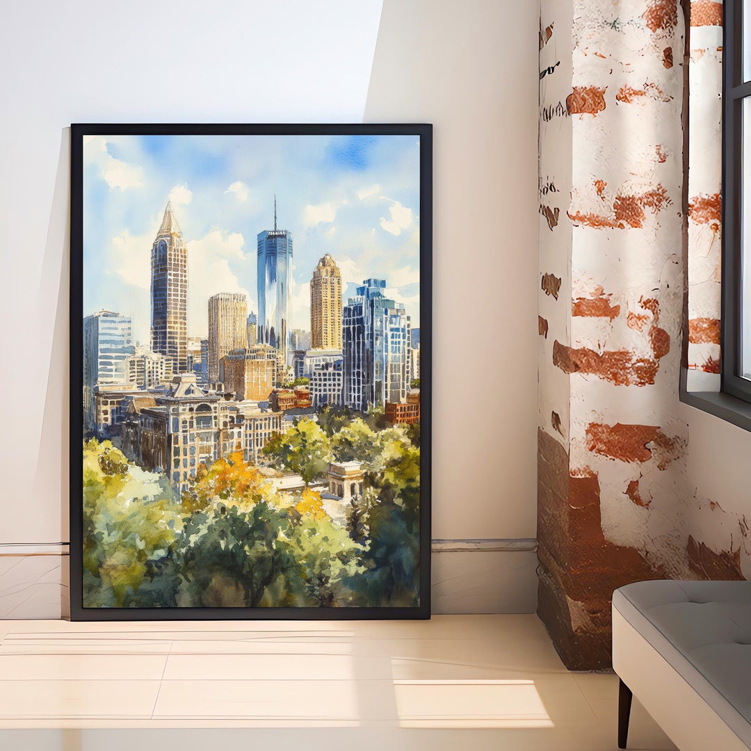 Atlanta USA Watercolor Painting City Art Atlanta Print Scenic Southern City Decor