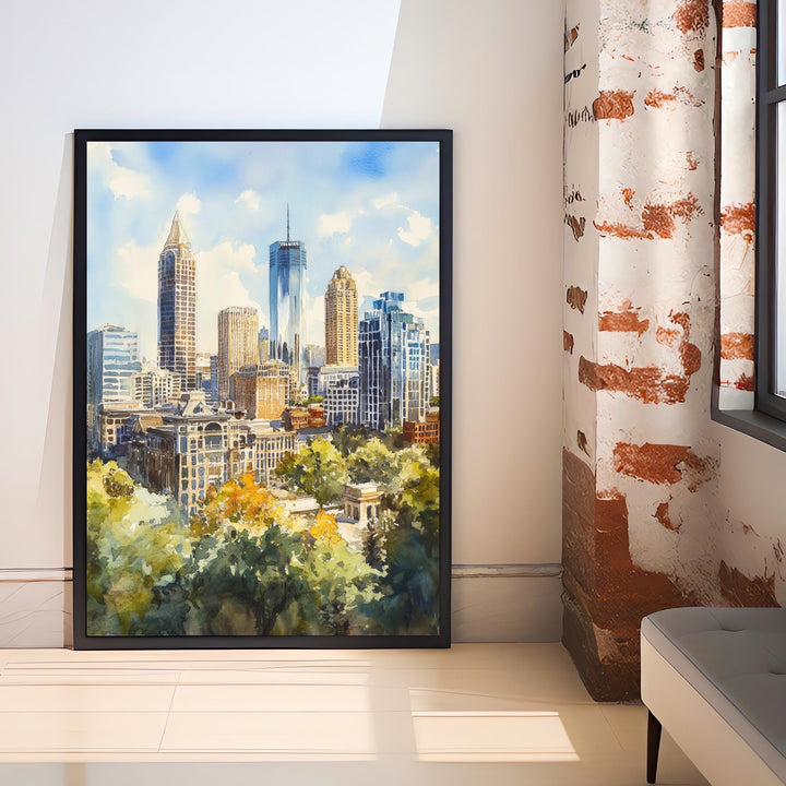 Atlanta USA Watercolor Painting City Art Atlanta Print Scenic Southern City Decor