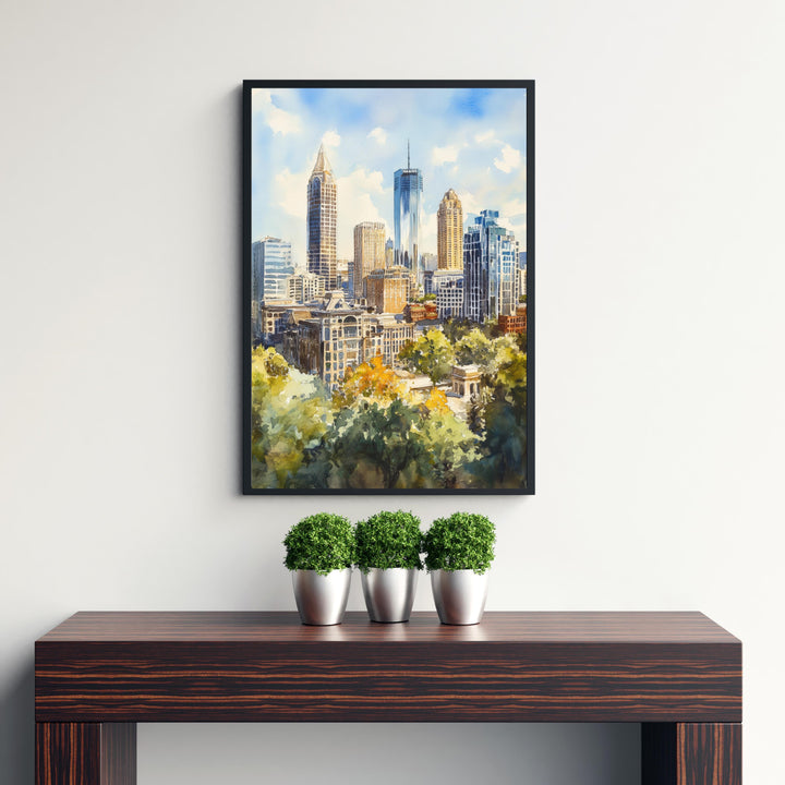 Atlanta USA Watercolor Painting City Art Atlanta Print Scenic Southern City Decor