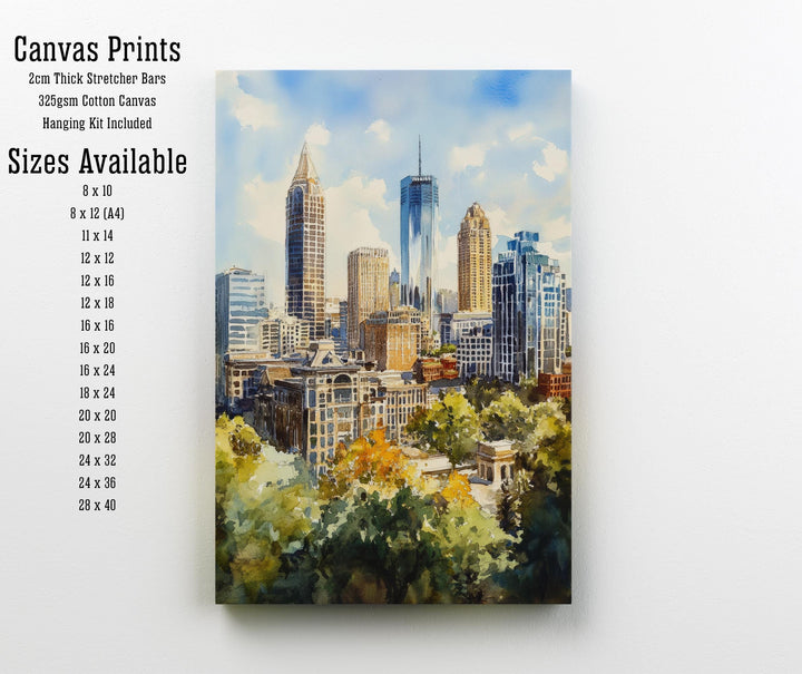 Atlanta USA Watercolor Painting City Art Atlanta Print Scenic Southern City Decor