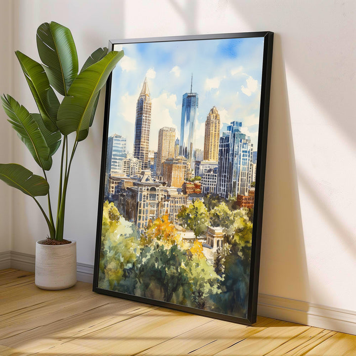 Atlanta USA Watercolor Painting City Art Atlanta Print Scenic Southern City Decor