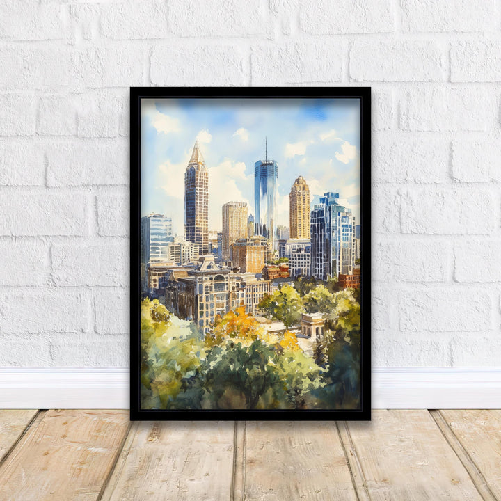 Atlanta USA Watercolor Painting City Art Atlanta Print Scenic Southern City Decor