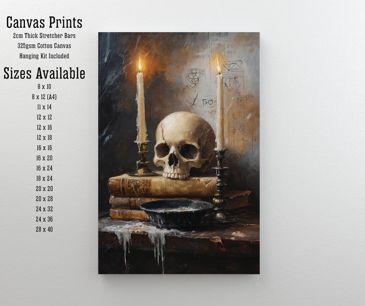Skull and Candlelight Art Print Dark Academia Gothic Decor Moody Home Wall Art Antique Still Life