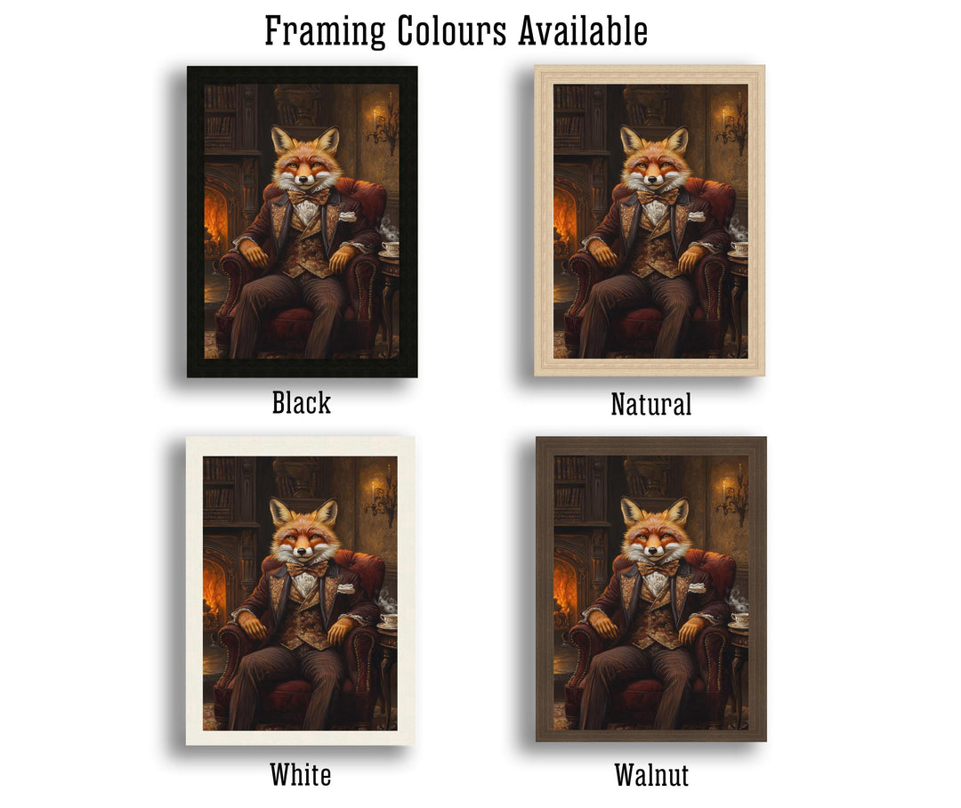 Fox in Victorian Armchair Art Print Cottagecore Cozy Reading Nook Decor Whimsical Animal Portrait