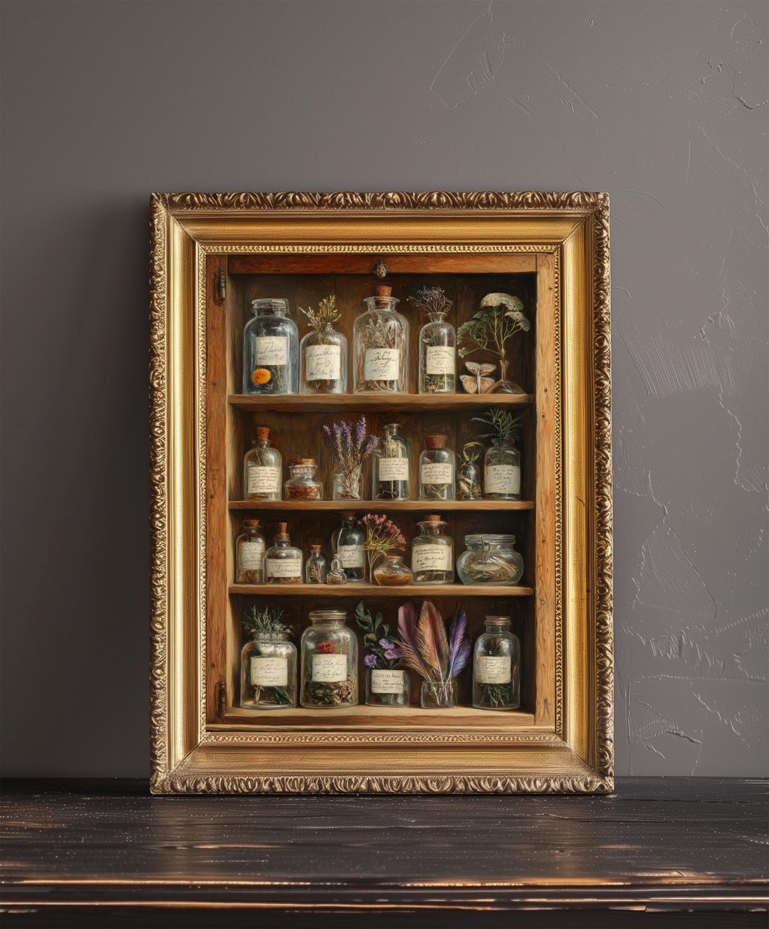 Botanical Cabinet of Curiosities Art Print Cottagecore Wonders Vintage Nature Decor Whimsical Home Art