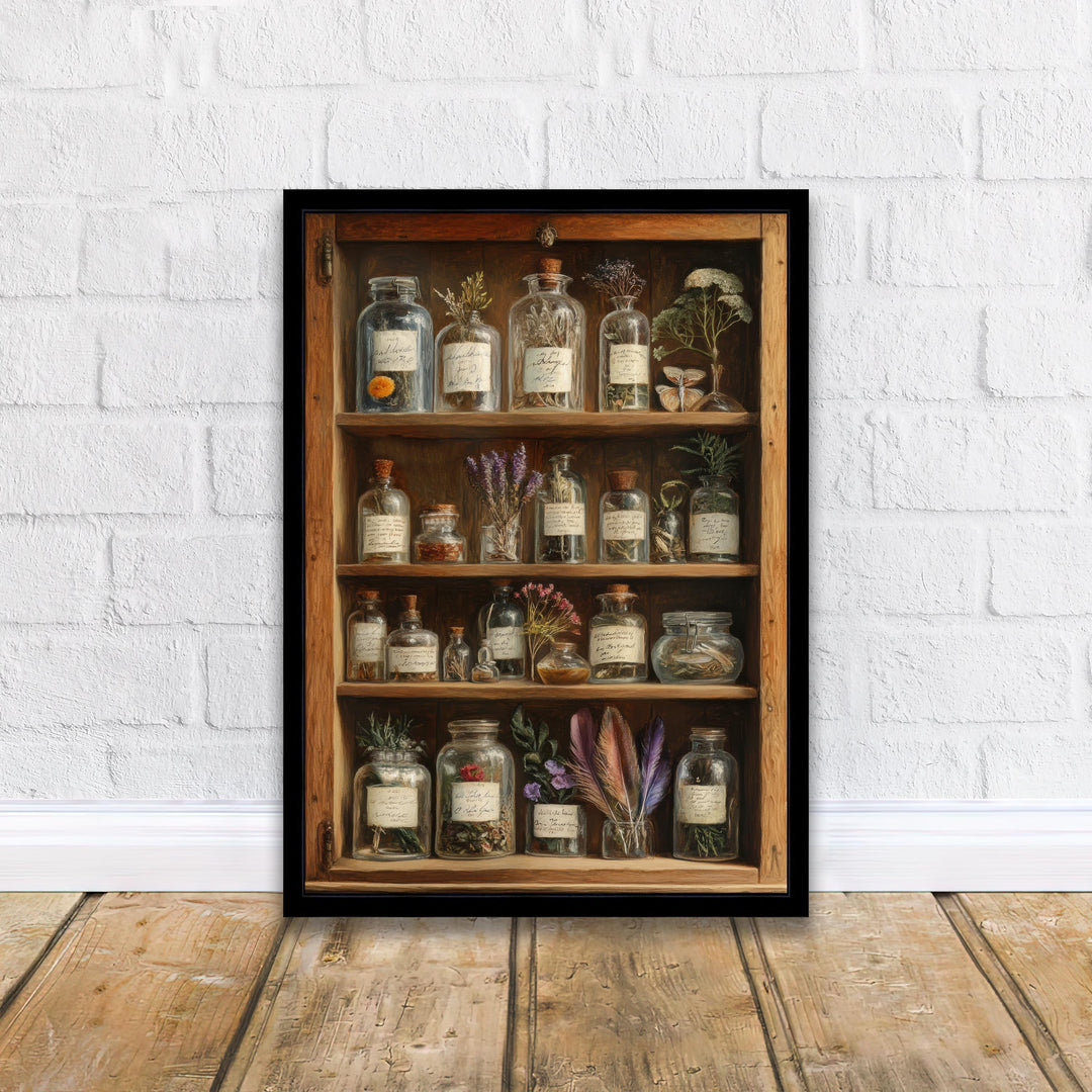 Botanical Cabinet of Curiosities Art Print Cottagecore Wonders Vintage Nature Decor Whimsical Home Art