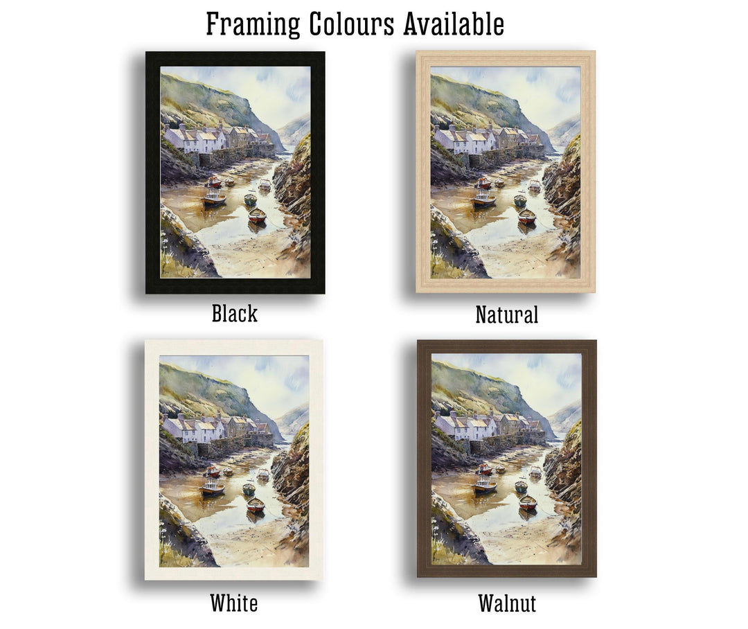 Boscastle Harbour Watercolor Painting Cornwall Coastal Art Boscastle Print Scenic Harbour Decor