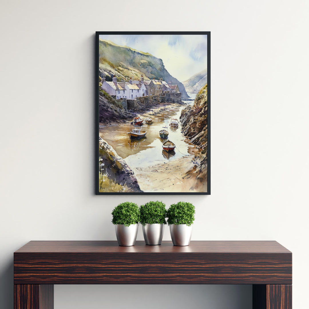 Boscastle Harbour Watercolor Painting Cornwall Coastal Art Boscastle Print Scenic Harbour Decor
