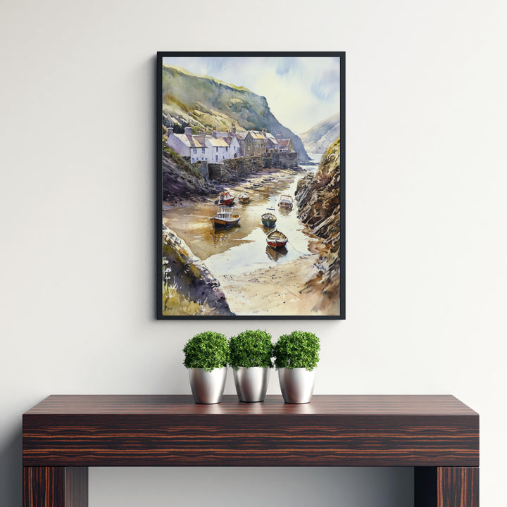 Boscastle Harbour Watercolor Painting Cornwall Coastal Art Boscastle Print Scenic Harbour Decor