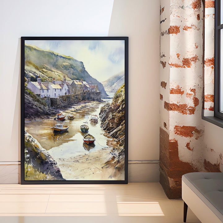 Boscastle Harbour Watercolor Painting Cornwall Coastal Art Boscastle Print Scenic Harbour Decor
