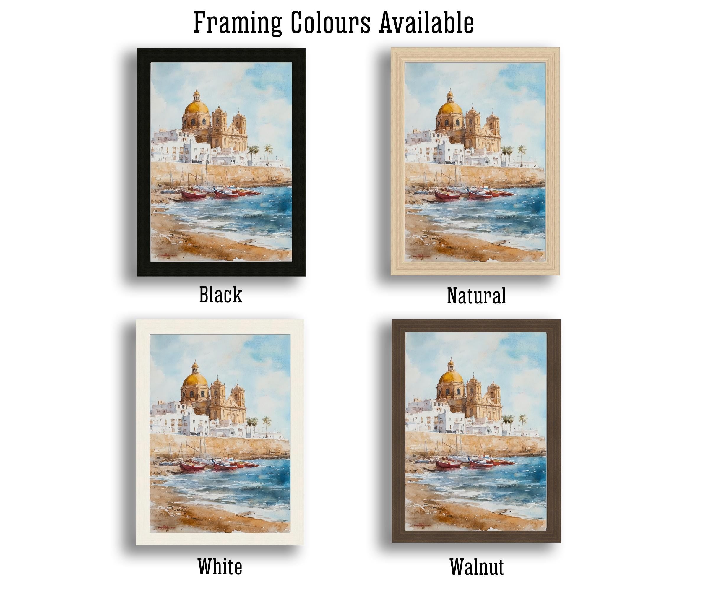 Cadiz Spain Watercolor Painting Spanish City Art Cadiz Print Scenic Andalusia Decor