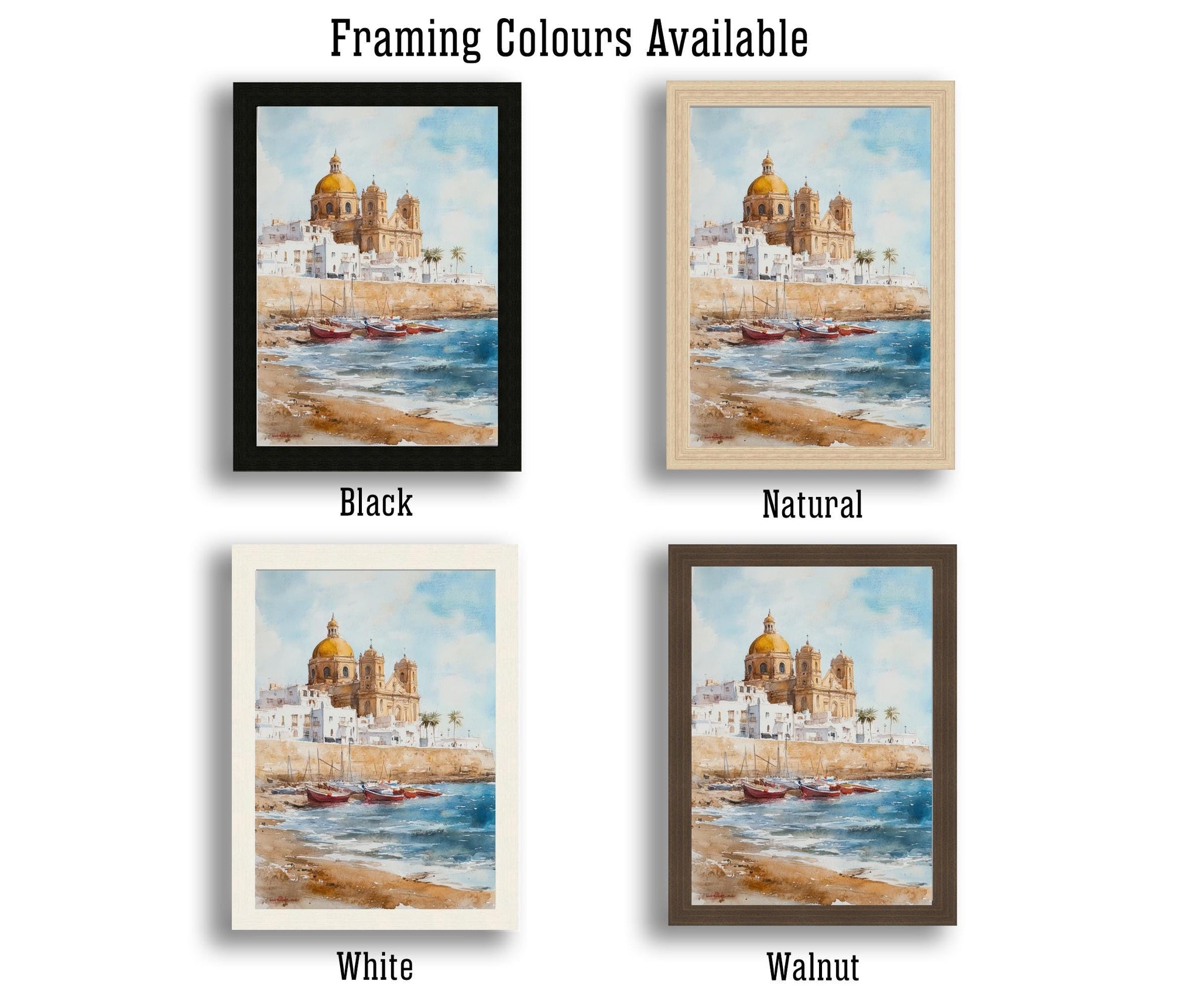Cadiz Spain Watercolor Painting Spanish City Art Cadiz Print Scenic Andalusia Decor
