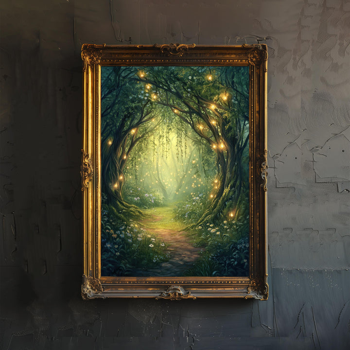 Willow Grove Fairy Entrance Art Print Cottagecore Decor Whimsical Woodland Wall Art Vintage Nature Poster for Cozy Homes and Forest Inspired