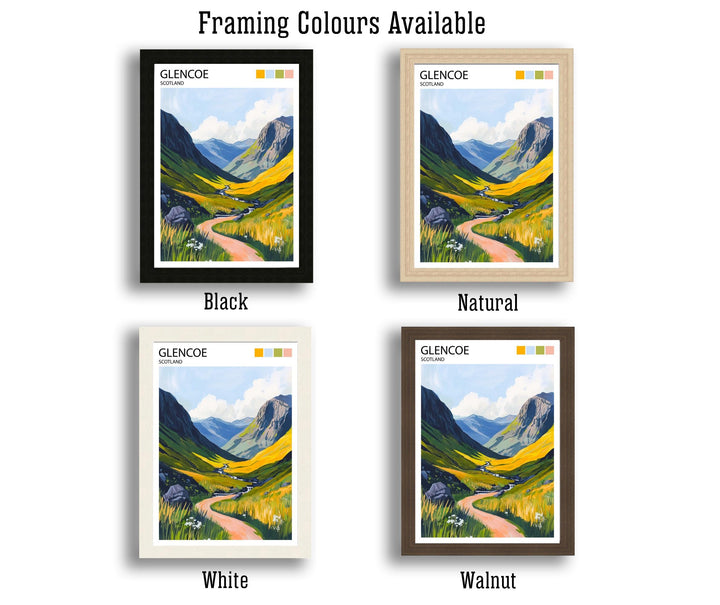 Glencoe Scotland Travel Poster Scottish Highlands Art Glencoe Print Scenic Mountain Landscape Decor