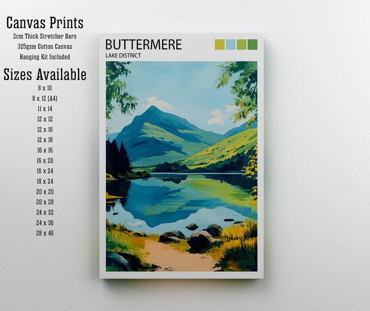 Buttermere Lake District Travel Poster UK Landscape Art Buttermere Print Scenic Mountain Lake Decor