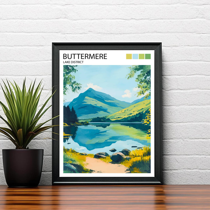 Buttermere Lake District Travel Poster UK Landscape Art Buttermere Print Scenic Mountain Lake Decor