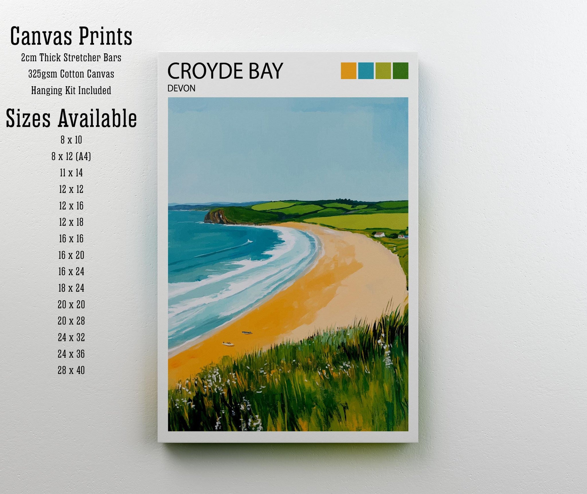 Croyde Bay Travel Poster North Devon Beach Art Croyde Bay Print Scenic Seaside Decor