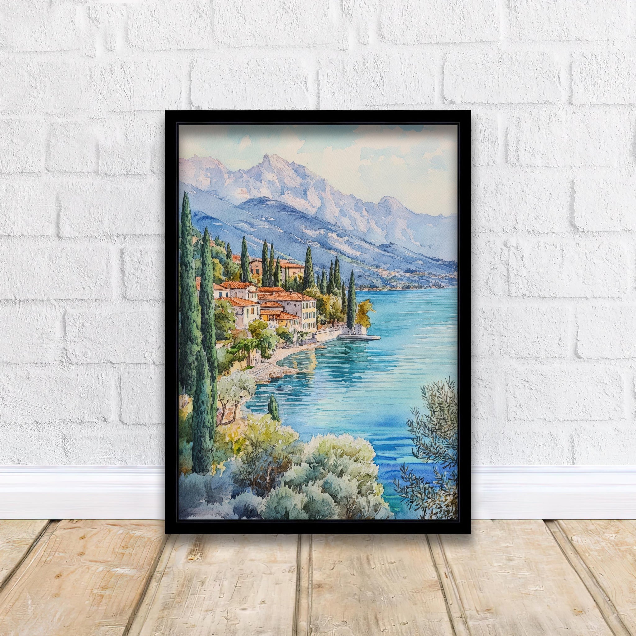 Lake Garda Watercolour Painting Italian Lake Art Lake Garda Print Scenic Italian Landscape Decor
